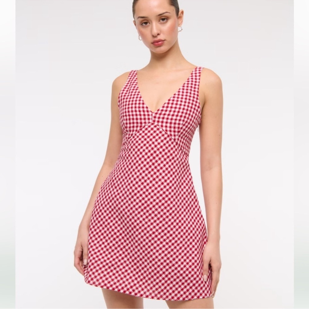 Abercrombie & Fitch V Neck Linen Blend Mini Dress